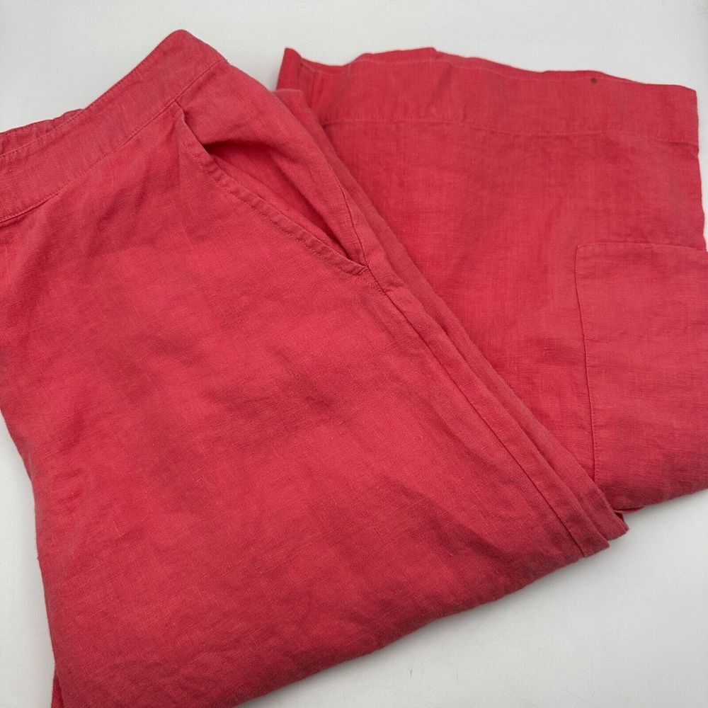 Eileen‎ Fisher Trouser Pants Women's XS Pink Straight Wide Leg Cargo Pockets